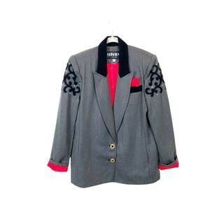 Annie Potts Blazer Vintage Criscione Women's Gray Wool Long Sleeve 1980s SZ M